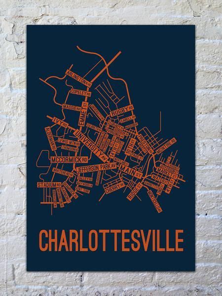 Charlottesville Virginia Street Map Print Street Map Map Print