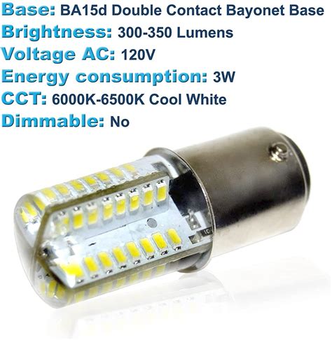 Hqrp 110v Led Light Bulb Cool White For Bernina 900 930 940 1000