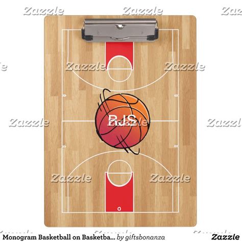 Monogram Basketball On Basketball Court Clipboard Notebooks And Writing