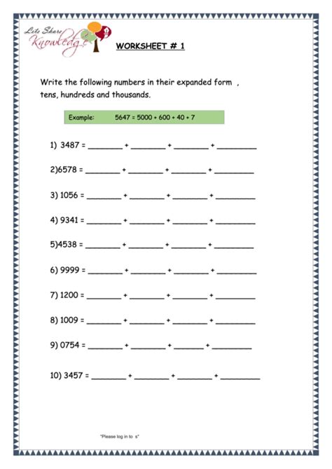 Writing Large Numbers In Expanded Form Worksheet