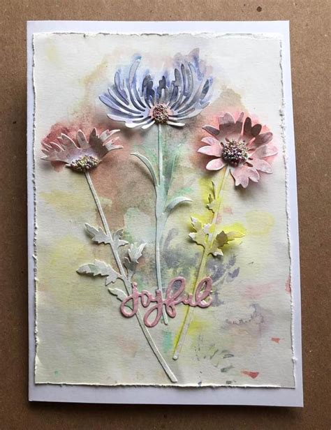 Hand Crafted Greeting Card Hand Painted Wildflowers Die Etsy Flower
