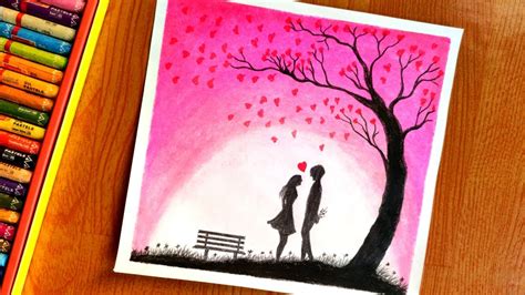 Valentines Day Drawing How To Draw Romantic Couple Under Love Tree