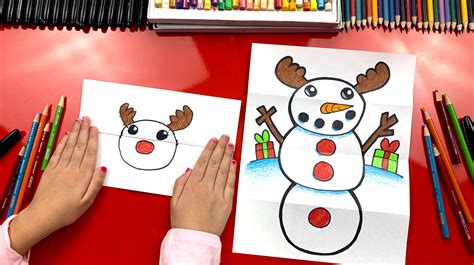How To Draw Art Hub Draw Folding Surprise Snowman Puppy Hub Present