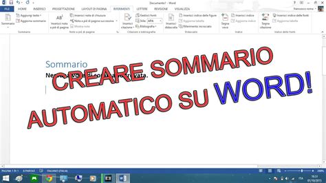 Creare Sommarioindice Automatico Con Word Guida Youtube