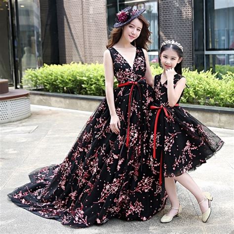 Mother Daughter Dress For Wedding Clothes Sleeveless Black Mom And