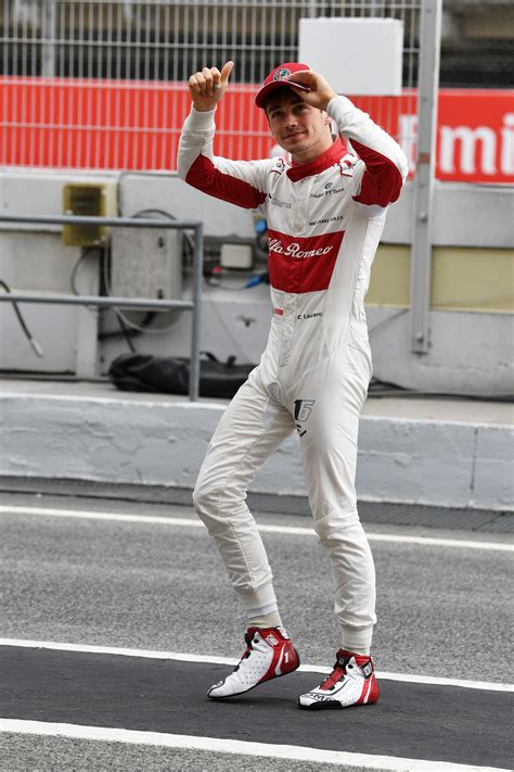 Charles Leclerc With A Thumbs Up To The Fans At The Spanish GP After Qualifying Charles