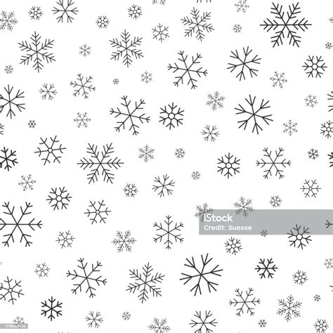 Snowflake Winter Snow Line Seamless Pattern Vector Stock Illustration