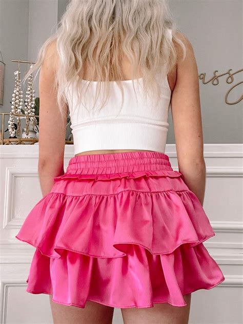Flirtatious Pink Skirt In 2023 Skirts Pink Ruffle Skirt Ruffle Tiered Skirt