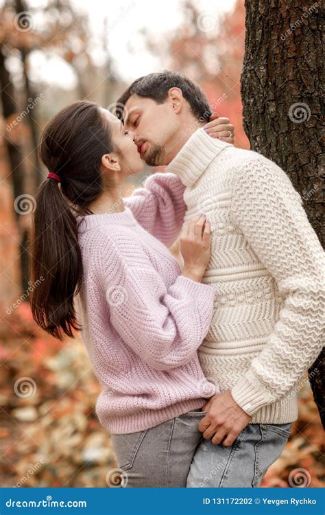 Couple In Love In The Autumn Leaves Stock Photo Image Of People