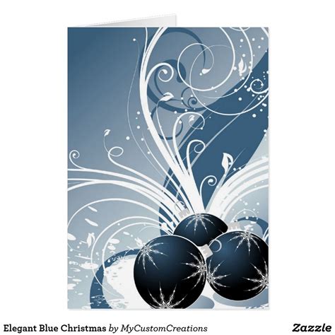 Elegant Blue Christmas Card Christmas Holiday Cards Custom Christmas