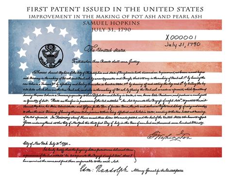 1790 First US Patent Print Issued by the United States Signed by George Washington - Historical ...