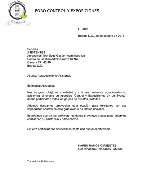 Carta De Agradecimiento Por Reunion De Negocios