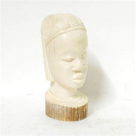 African Ivory Bust Of Young Woman African Tribal