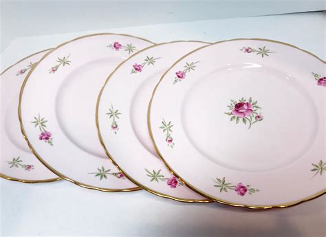 Hand Painted Pink Tuscan Plates Vintage Plates Antique Plates Pink