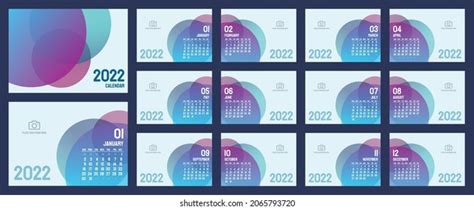 2022 Colorful Calendar Template Bubblythemed Design Stock Vector