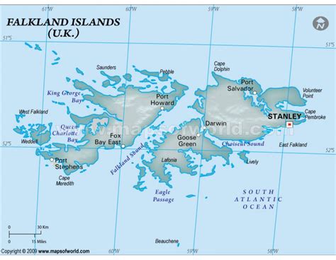 Buy Falklands Physical Map Dark Green