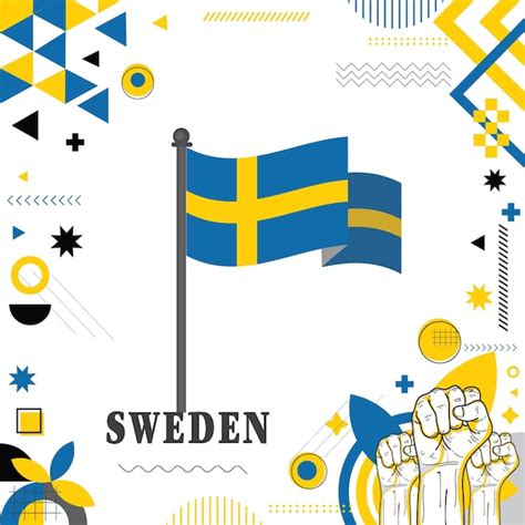 Premium Vector Sweden Flag National Day Design Abstract Geometric