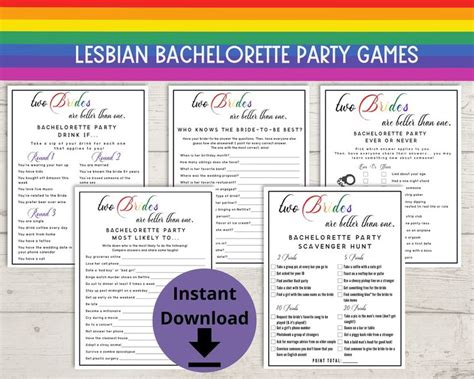 Lesbian Bachelorette Party Game Bundle Team Brides Etsy Bachelorette Party Games