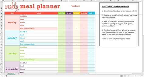 Weekly Meal Planner Excel Template Savvy Spreadsheets