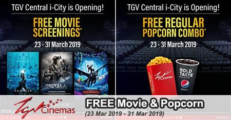 Sparks fly when you're at the centre of excitement. TGV Central i-City FREE Movie Screenings & Popcorn Combos ...