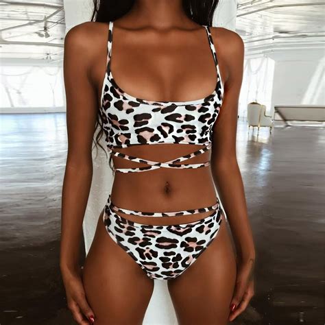 Womail Women Leopard Print Bikini 2019 Push Up Pad Swimwear Bathing
