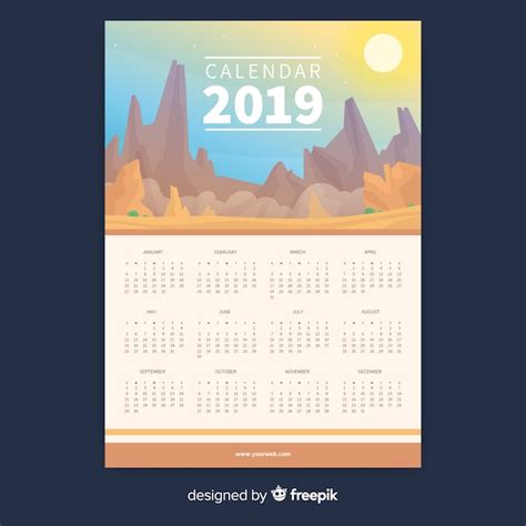 Free Vector Creative 2019 Calendar Template