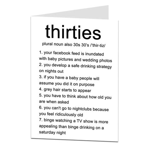 Check spelling or type a new query. Funny 30th Birthday Card Thirties Plural Noun