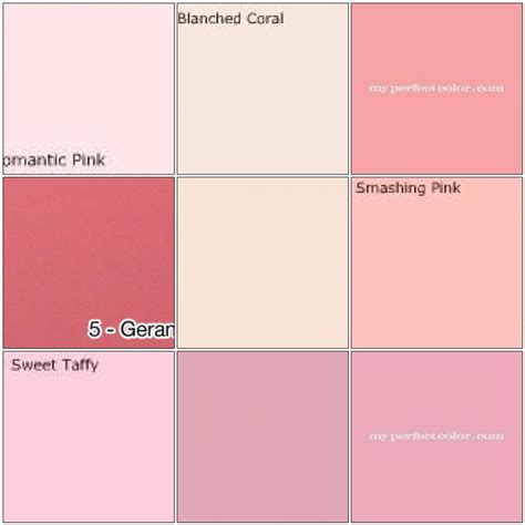 DESIGNER PINKS: 1. Benjamin Moore: Romantic Pink, 2. Benjamin Moore