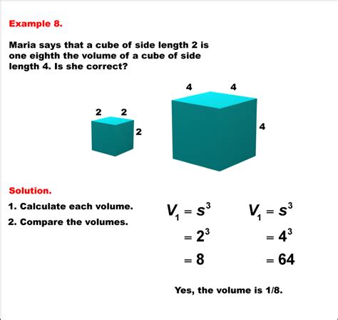 Math Example Volume Concepts Exploring Volumes Of Cubes Example 8