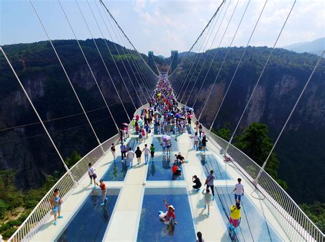 Worlds Tallest And Longest Glass Bridge Opens In China Zhangjiajie