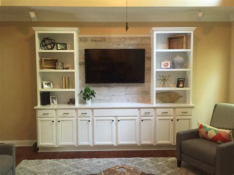 Custom Built Entertainment Center with Quartz Countertop and Stikwood