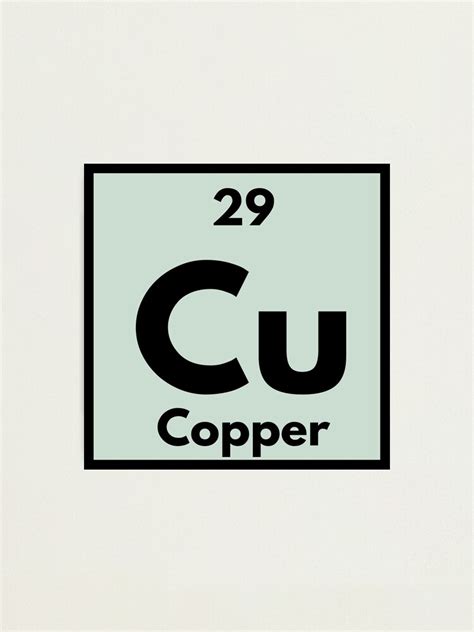 Periodic Table Element Number 29 Cu Copper Photographic Print For