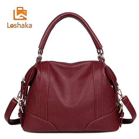 Loshaka Women Fashion Soft Pu Leather Handbag Lichi Pattern Female