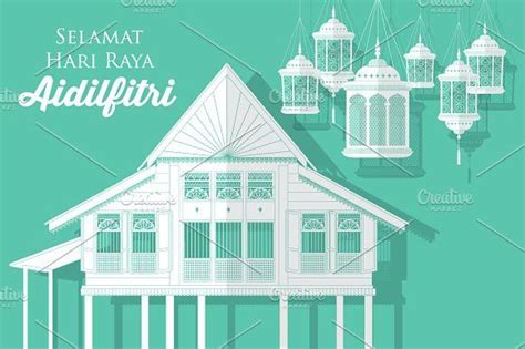 Maybe you would like to learn more about one of these? hari raya village/kampung vector | Vector, Eid card ...