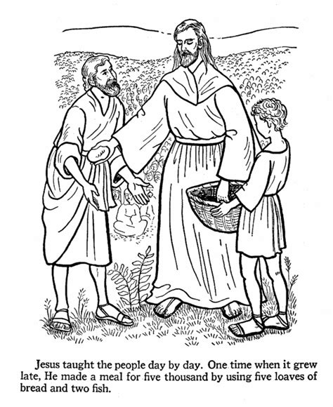 jesus feeds 5000 coloring page coloring home