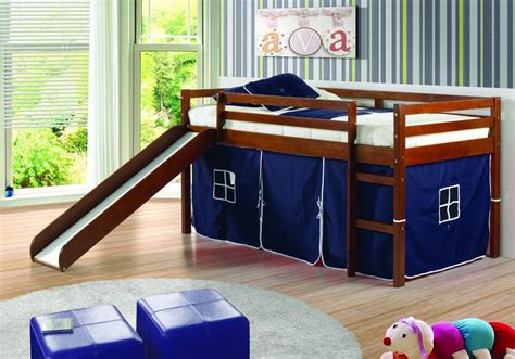 Jason Loft Bed With Slide And Blue Tent In 2019 Bed With Slide Low