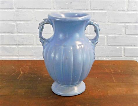 Mccoy Pottery Double Handle Vase 12h Mccoy Matte Etsy