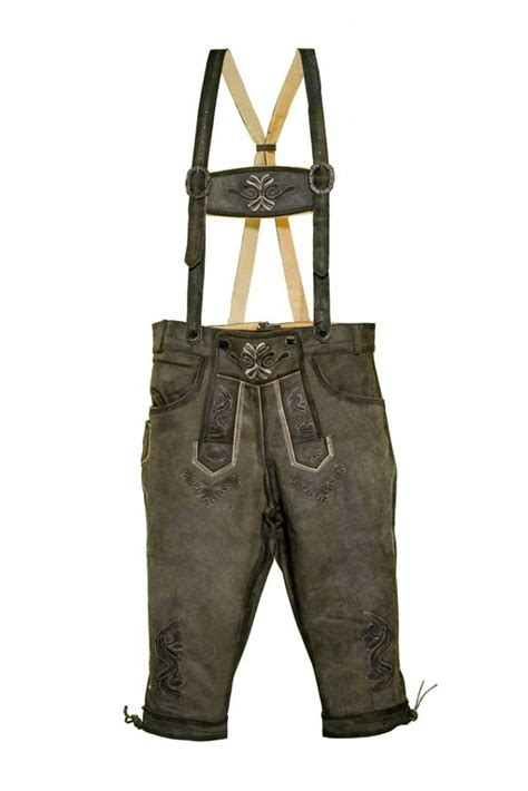 Knee Long Trachten Bundhosen Dark Gray Lederhosen Store