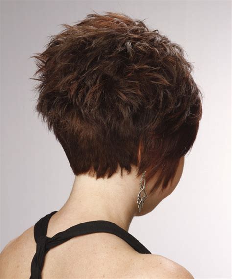 Layered Chocolate Brunette Pixie Cut With Side Swept Bangs