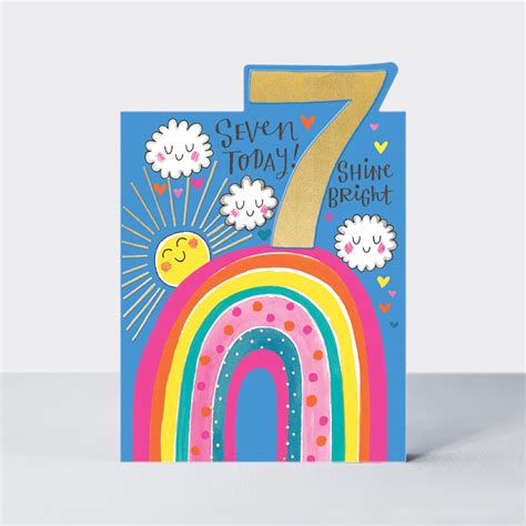 tiptoes age 7 birthday card girl rainbow rachel ellen designs