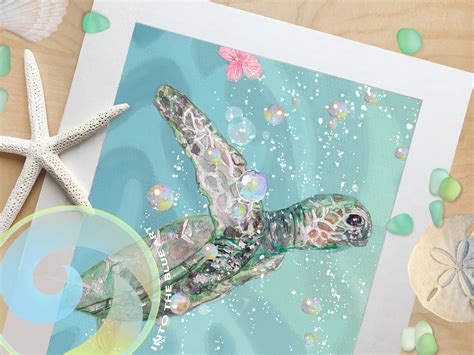 Sea Turtle Art Prints Sea Turtle Paintings Coastal Bathroom Etsy