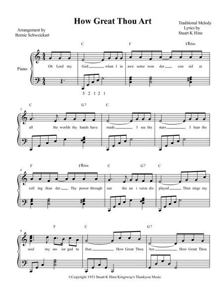 Free Sheet Music Traditional How Great Thou Art Piano Solo