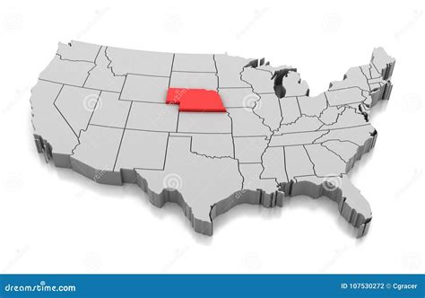 Map Of Nebraska State Usa Stock Illustration Illustration Of State