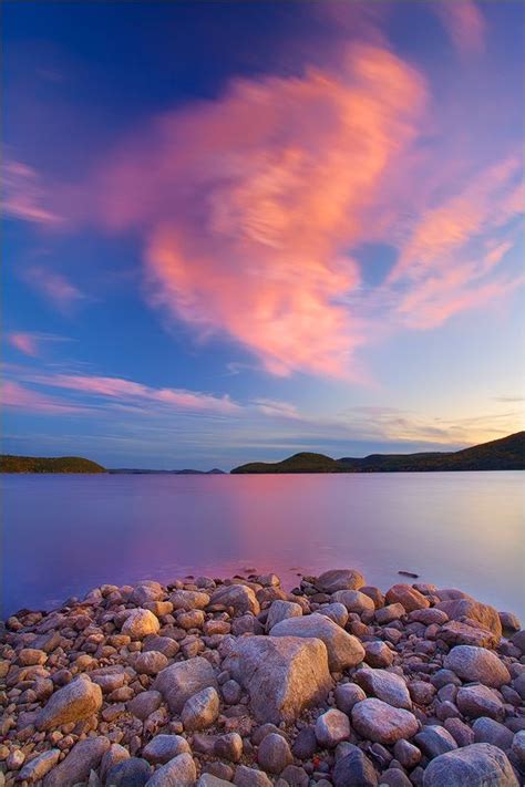 Quabbin Reservoir Massachusetts Rocks Sunset Photo New England