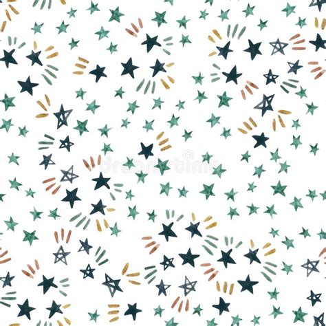 Watercolor And Ink Doodle Flowers Leaves Weeds Seamless Pattern