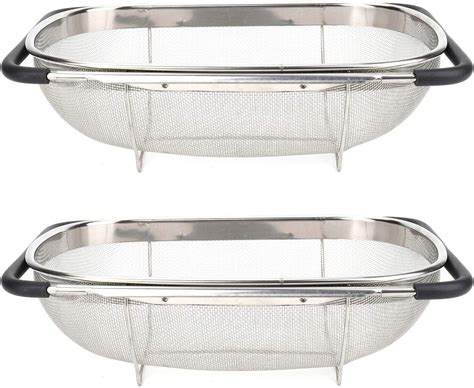 Suwimut 2 Pack Over The Sink Strainer Oval Colander For
