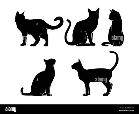 Set Of Cats Silhouette Isolated On A White Background Vector