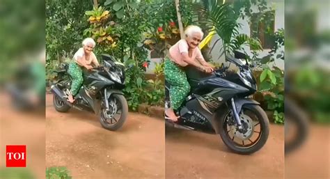 Biker Granny Video Of Old Lady Riding A Bike Goes Viral Times Of India
