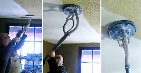 How to remove a popcorn ceiling. Man Removes Ugly Popcorn Ceiling In Just Seconds… With ...