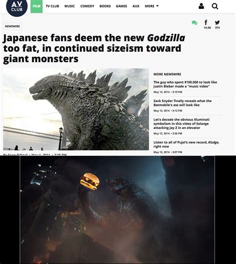Empezamos esta bella galería con dos imágenes que nos vaticinan el tremendo tiro que se viene; Well he is American | Godzilla | Know Your Meme
